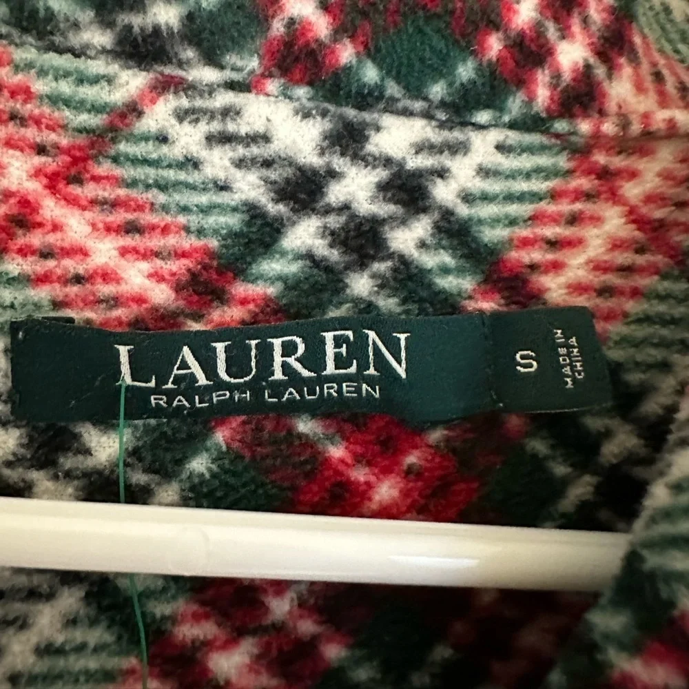 LAUREN Ralph LAUREN Red Green Navy Flannel Pajama Top Pocket Logo size Small - Picture 3 of 6